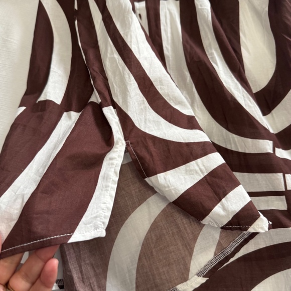 SNDYS Australia Swim Trendy cover up brown and White oversized top SZ 6 - Picture 10 of 10